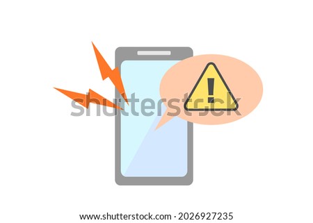 A smartphone receives a warning notification. Vector illustration .