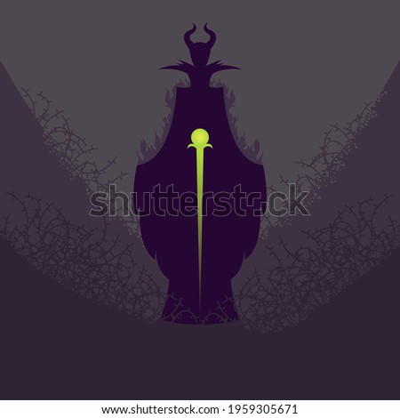 sleeping beauty. maleficent, fairy tale, children's cartoon, villain, shadow, witch, fear, horror, print, illustration, vector, girl, man, princess, witch, magic, mystery, night, thorn bushes