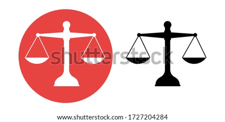 Scales Justice icon. Trendy flat style for graphic design, web-site. Stock Vector illustration.