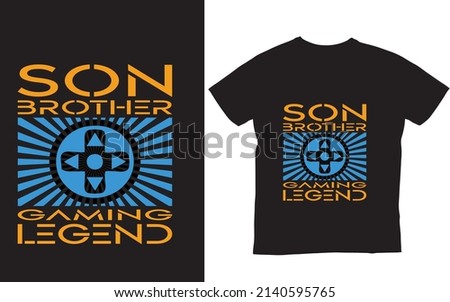 Son Brother gaming Legend-funny Gaming T-shirt template design. squid game t-shirt vector.black t-shirt Roblox 