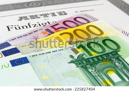 Share with fanned out Euro banknotes