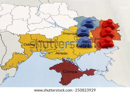 Map of War in Donbass, Ukraine with Tanks