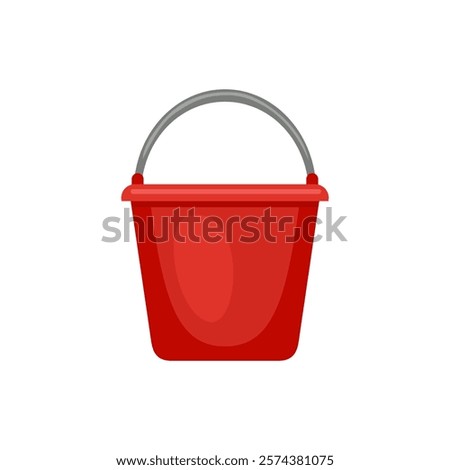 Red bucket isolated on white background. Vector cartoon flat illustration. Pail icon.