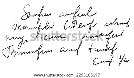 Vector handwritten unreadable cursive text