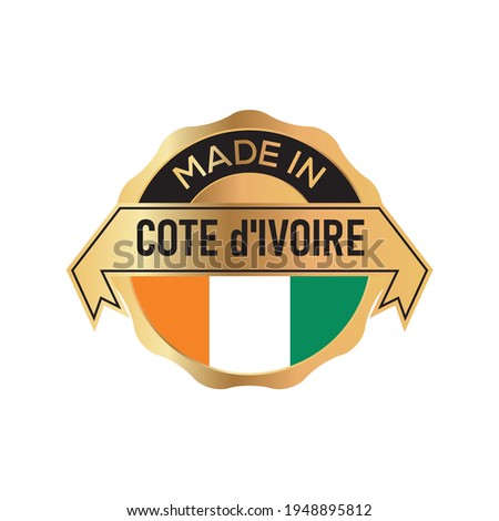 Made in COTE DIVOIRE logo badge with  flag