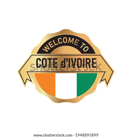 Welcome to COTE DIVOIRE logo badge with  flag