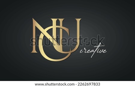 luxury letters NCU golden logo icon  premium monogram, creative royal logo design