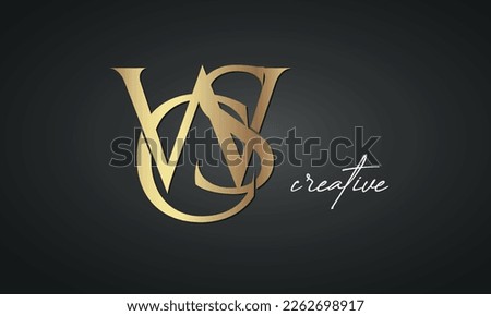luxury letters WCS golden logo icon  premium monogram, creative royal logo design