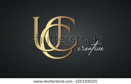 luxury letters UCC golden logo icon  premium monogram, creative royal logo design