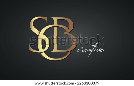 luxury letters SCB golden logo icon  premium monogram, creative royal logo design