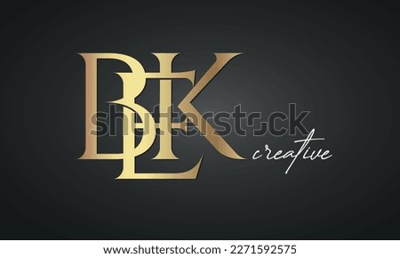 luxury letters BEK golden logo icon  premium monogram, creative royal logo design