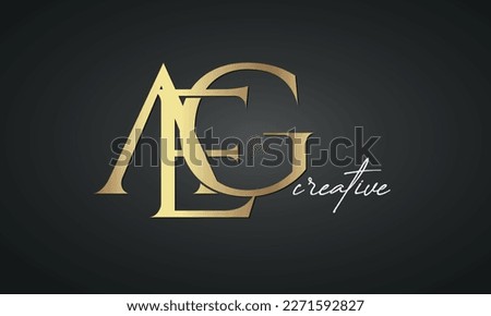 luxury letters AEG golden logo icon  premium monogram, creative royal logo design