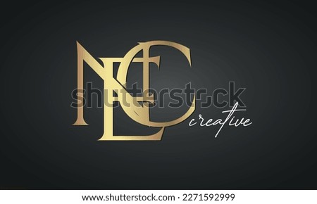 luxury letters NEC golden logo icon  premium monogram, creative royal logo design