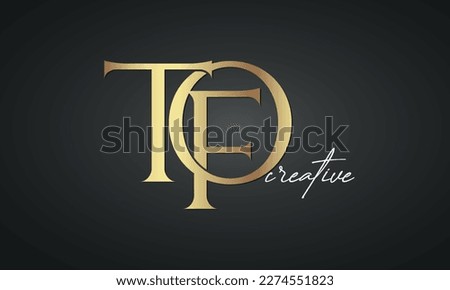 luxury letters TFO Jewellery fashion monogram logo.  creative golden premium logo