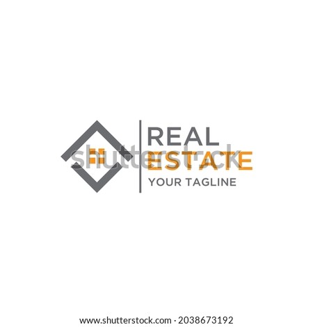 abstract Simple real estate logo design rectangular icon concept