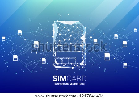 Vector Polygon dot connect line shaped sim card icon with networking. Concept for mobile sim card technology  and network.