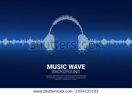 Sound wave Music Equalizer background. audio visual headphone icon with line wave graphic style