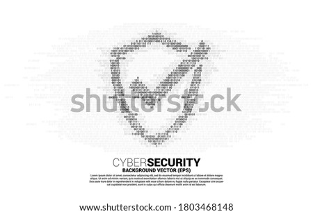 Protection shield  icon from one and zero binary code digit matrix style. concept of guard security and safety