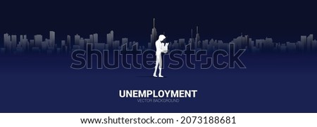silhouette of losing job man walking with big city background.  Concept for depression of unemployment people.