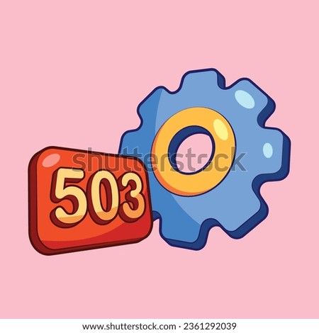 Cogwheel with 503 Status Code Vector Illustration