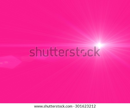 Clear pink sky sun light with Real Lens flare out of focus