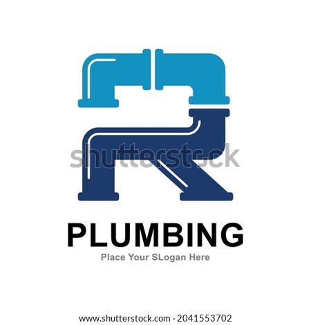 Plumbing letter R logo vector design. Suitable for pipe service, drainage, sanitation home, and maintenance service company    Stock foto © 