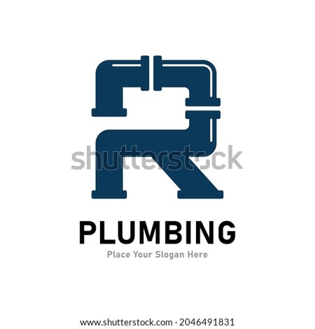 Plumbing letter R logo vector template. Suitable for pipe service, drainage, sanitation home, or service company    Stock foto © 