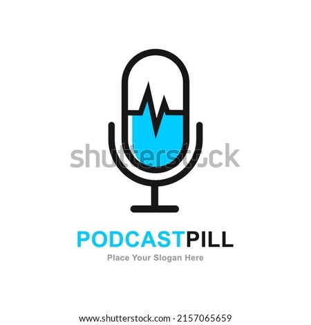 Podcast pill logo vector logo design. Suitable for business, health, and entertainment
