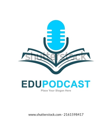 Podcast book logo design vector. Suitable for business, education and information