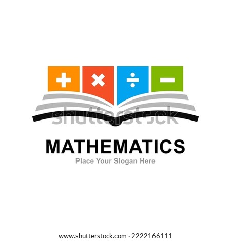 Mathematics book logo vector design. Suitable for business, education and math symbol