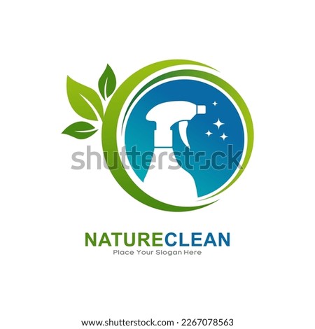 Nature clean with bottle spray logo vector logo design. Suitable for business, cleaning, and environment