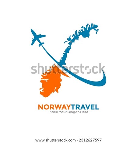 Norway travel with plane logo vector logo design. Suitable for business, transportation, technology, vacation, and travelling