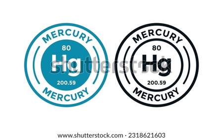 MERCURY logo badge design. this is chemical element of periodic table symbol. Suitable for business, technology, molecule, atomic symbol 