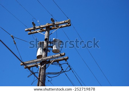 San Francisco, California - June 19 2011: Wooden Electrical Post along the road in the city. Imagine de stoc © 