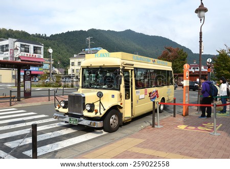 Kawaguchiko, JAPAN - October 1, 2014: Mini Circle Bus at the Kawaguchiko station.