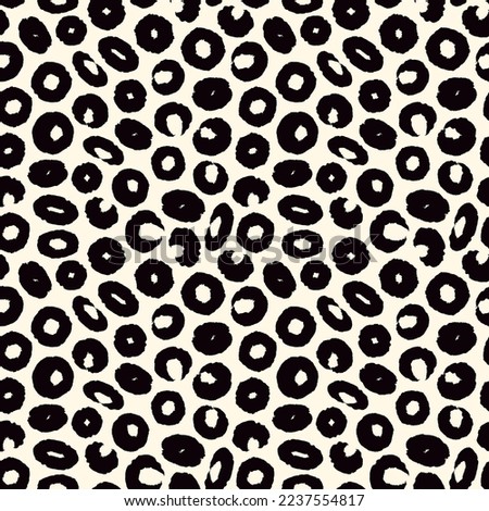 Modern seamless pattern. Geometric surface print. Spotted freehand brush design texture. Deformed polka dot, circle motif. Handdrawn childish doodle contempopary wallpaper. Vector abstract background