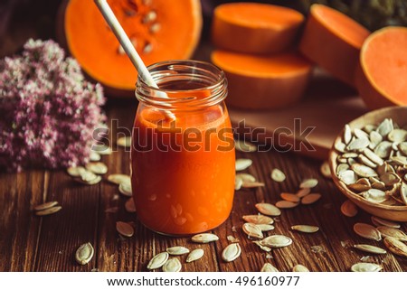 Image, Stock Photo Fresh pumpkin juice