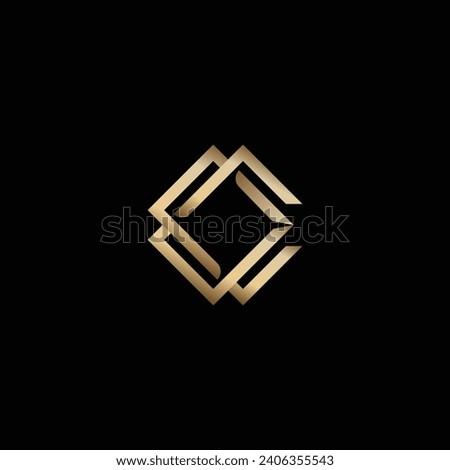 Monogram Letter D and C Incorporate with Tile Logo in Gold