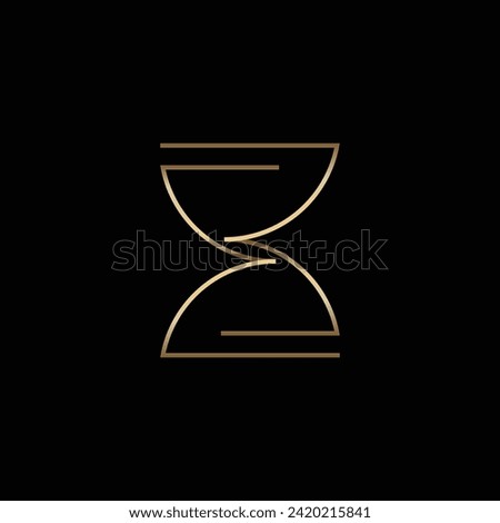 Outline elegant letter E and number 3 looklike hourglass
