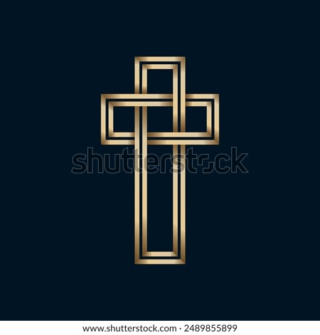 A fancy cross is formed from the union of two interconnected rectangles. A religious symbol that can be used for logos