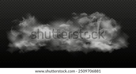 Thunderstorm cloud on isolated transparent background. Smoke or fog vector design