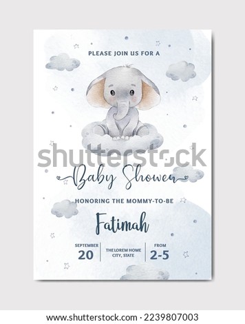 cute baby shower watercolor invitation card template