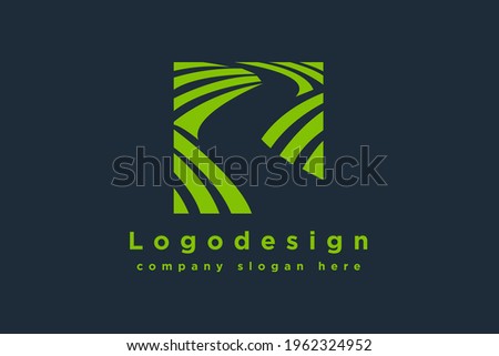 winding road river creek logo design vector illustration