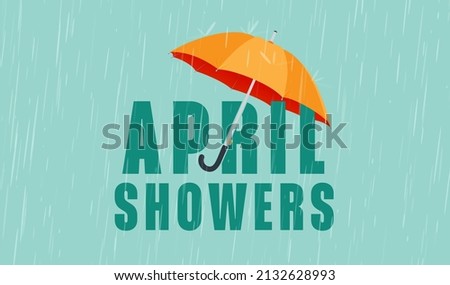 vector illustration of Umbrella in the rain for April showers.