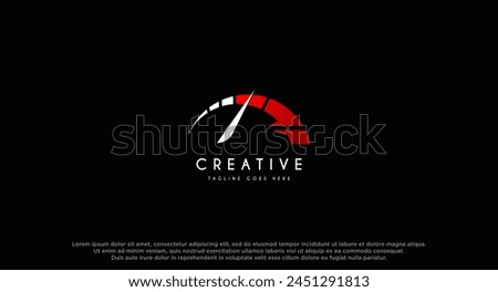 Speed meter logo design vector illustration. Speed meter icon. Suitable for business and technology logos isolated on black background