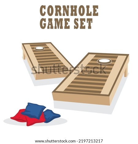 Cornhole Game Board Set Vector Illustration. Cornhole game symbol.