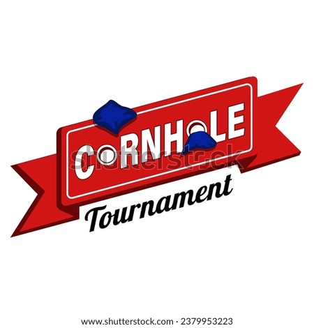 Cornhole Board Tournament Logo Design on Red And Blue Color. Corn Hole Sign Board.