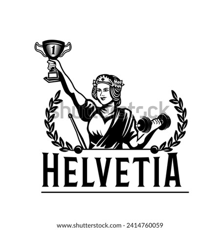 Helvetia Greek goddess vector Illustration. Princess Helvetia Game Symb.