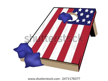 America Flag Corn Hole Boards Vector Design. Bean bag games illustration.