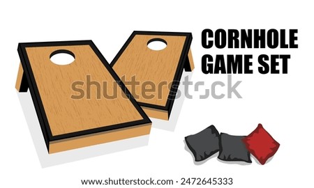 Cornhole Game Board Set Vector Illustration. Cornhole game wood style symbol.